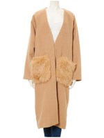 ポケットファーシャギーコート/ベージュ