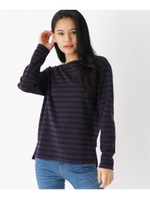 ミラノリブ ボートネック バスクシャツ ロングTシャツ/パープル(183)