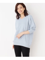 モチモチ畦編みニット/ライトブルー(091)