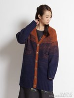 モヘヤグラデーションニットロングカーディガン/ネイビー