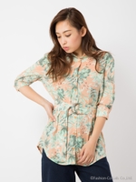 リーフプリントロングシャツ/カーキ