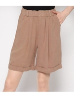 リネンロールアップハーフパンツ/ベージュ(005)