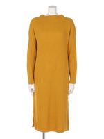 リブニットワンピース/マスタード