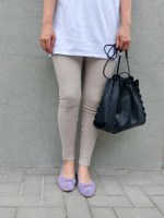 リブレギンスパンツ/ベージュ