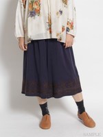 リヨセルレース刺しゅうワイドパンツ/ネイビー