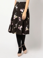 リリープリントフレアースカート/ダークブラウン