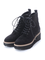 レースアップショートブーツ/ブラックスエード