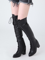 レースアップニーハイブーツ/BLK
