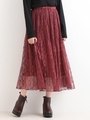 レースプリーツスカート/ワイン