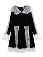 レース切り替えフリルワンピース/ブラック