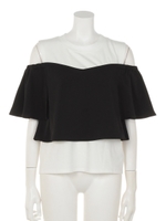 レイヤードオフショルトップス/WHT