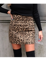 レオパード柄キルティングミニスカート/ブラウン(015)