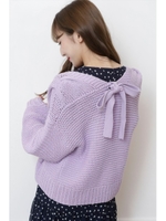 ローゲージケーブルショートカーディガン/ラベンダー