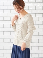 ローゲージ前後2WAYケーブルニット/ベージュ