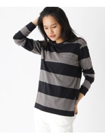 ロンT Tシャツ ボーダー クルーネック 15007/ブラック(119)