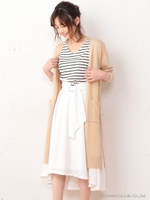 ロングカーデ×2WayボーダーSET/ベージュ