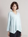 ヴィンテージクロスアシンメトリーフリルブラウス/ライトブルー