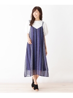 ヴィンテージプリントワンピース/ブルー系(294)