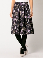 花柄タックフレアスカート/ネイビー