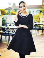 襟付きフレアーワンピース(S〜XL)/シルバーグレー