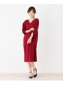 結び袖ジョーゼットサックワンピース/ボルドー(064)