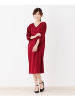 結び袖ジョーゼットサックワンピース/ボルドー(064)