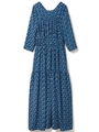 小花柄ギャザーワンピース/ブルー