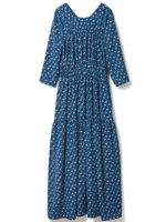 小花柄ギャザーワンピース/ブルー