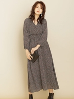 小紋シャーリングワンピース/Dネイビー