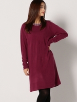 装飾ネックニットワンピース/赤系