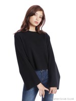 袖フレアプチハイニット/ブラック