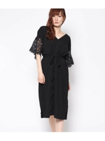 袖レースワンピース/ブラック(027)