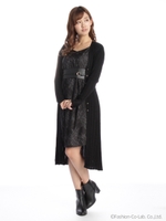 透かしロングカーディガン/ブラック