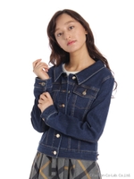 抜き衿デニムGジャン/ブルー