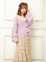 片畦ショートVカーディガン/ラベンダー