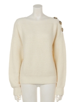 ショルダーボタンニットPO/O/WHT