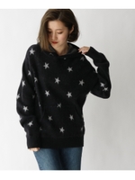 星総柄 起毛プルパーカーニット 15034/ブラック(119)