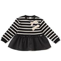 【20%OFF】ボーダーペプラム裏起毛トレーナー