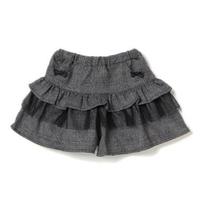 【30%OFF】ミニリボンつきティアードチェックキュロット