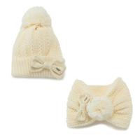 【30%OFF】リボンブローチつきマフラーニット帽