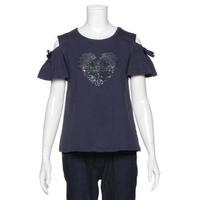 【50%OFF】スパンコールデザイン肩開きTシャツ