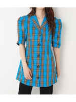 ALAND CHECK SH DRESS/M/BLU7