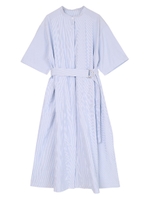 Aラインシャツワンピース/ライトブルー