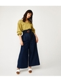 BELTED HW WIDE PT/BLU