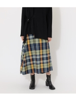 BIG CHECK WRAP SKIRT/柄BLU5