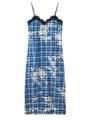 BLEACHED PLAID CAMI DRESS/ブルー