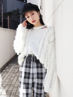 CUTTING FRINGE KNIT/WHT