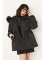 ECO FUR MODS COAT/L/BLK1