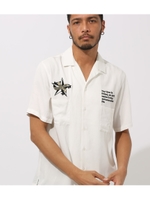 EMBROIDERED 1／2 SLEEVE SHIRT/WHT
