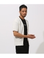 ENTRELAC HALF SLEEVE CARDIGAN/O/WHT1